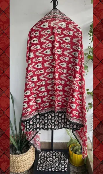 Pakistani Original Bin Saeed Cotton Chickankari Stitched 3Pcs_ Black 